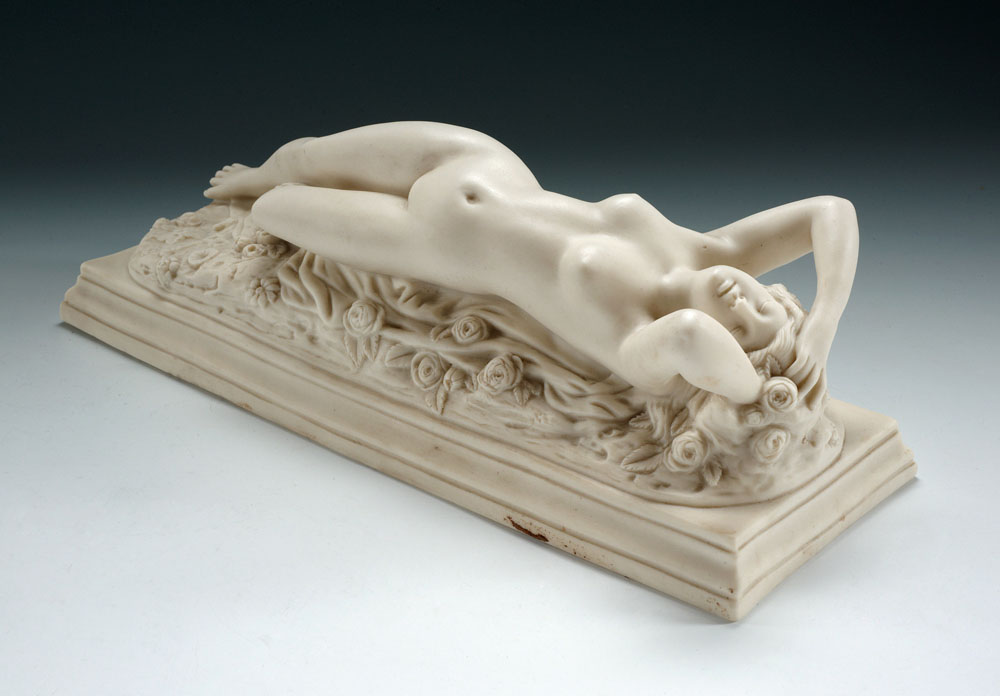 Reclining nude porcelain figure, estate of the late Dr Jamshed J Bhabha